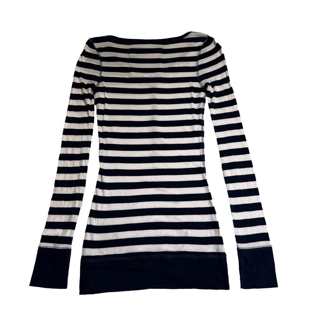Abercrombie & Fitch Striped Henley Tee Top Size Medium Blue and White Vintage - Picture 12 of 12